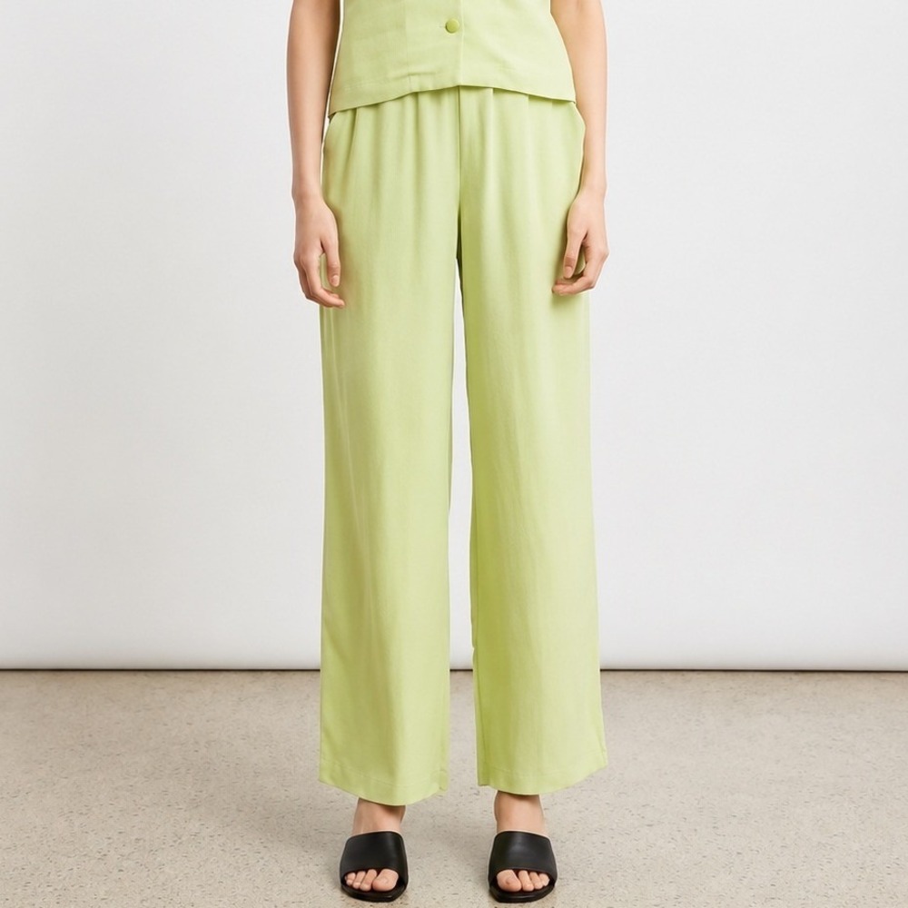 Lisa Says Gah Meryl Green Pull On Linen Blend Pants Straight Leg Size XL
